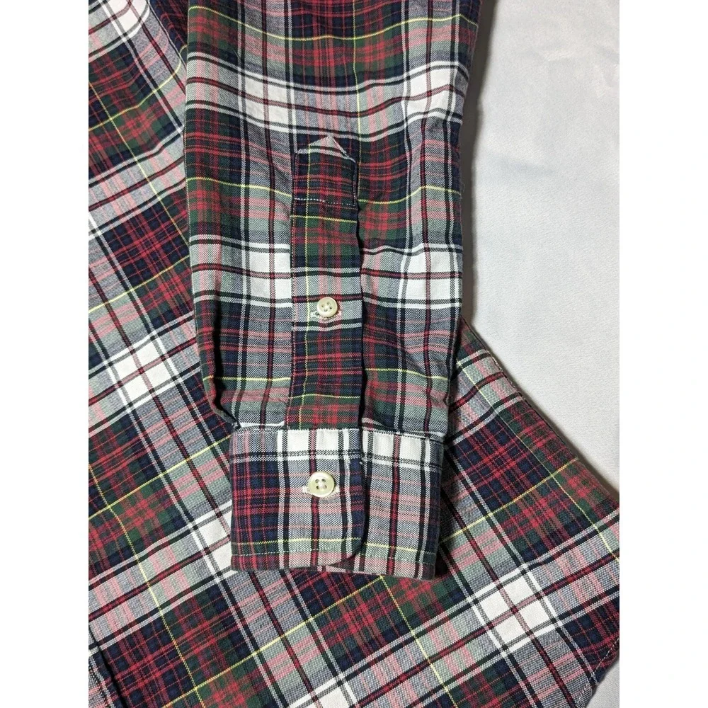 POLO RALPH LAUREN Men Small Red Blue Green Plaid Cotton Button-Up Shirt EUC‎
